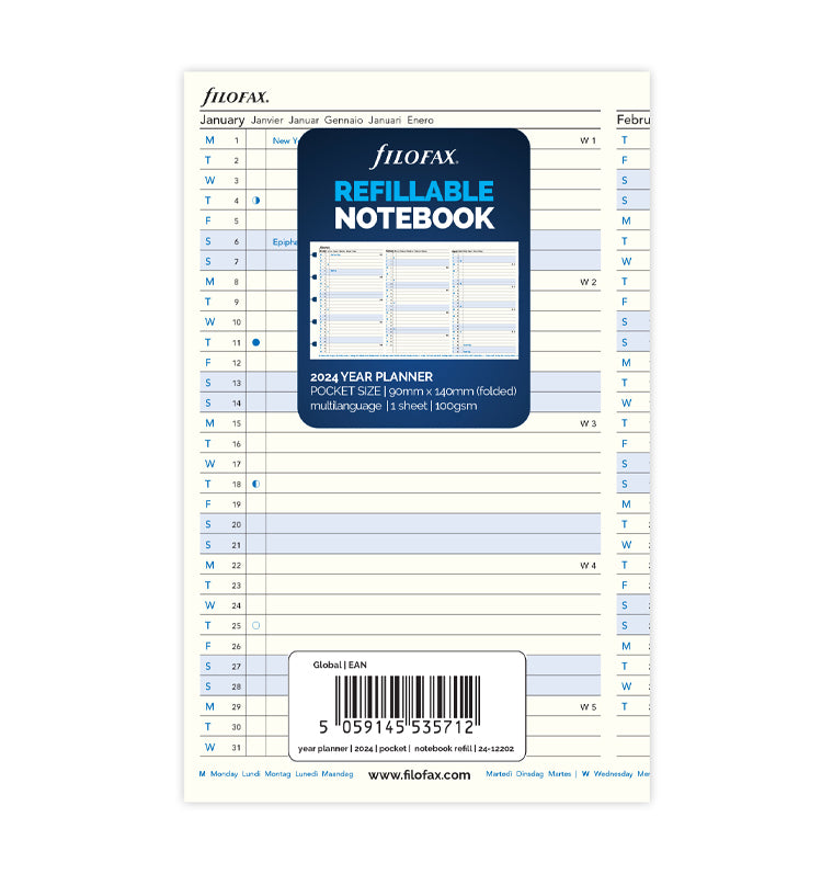 Filofax Notebook Jahresplaner Pocket 2024