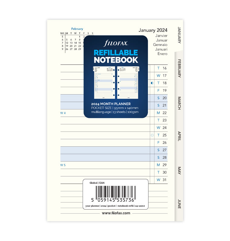 Filofax Notebook Monatsplaner Pocket 2024