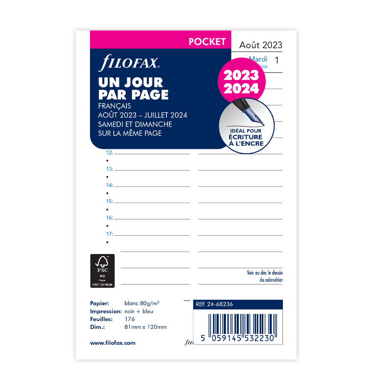 1 Tag / 1 Seite französisch akademisch Pocket 2023/2024