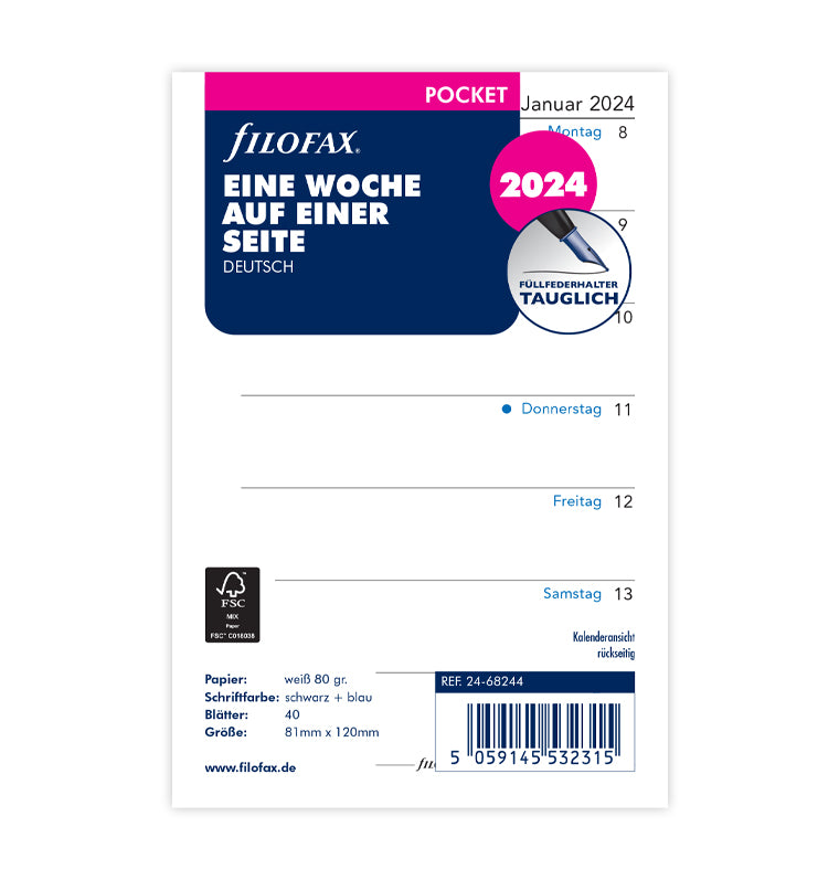 1 Woche / 1 Seite deutsch Pocket 2024
