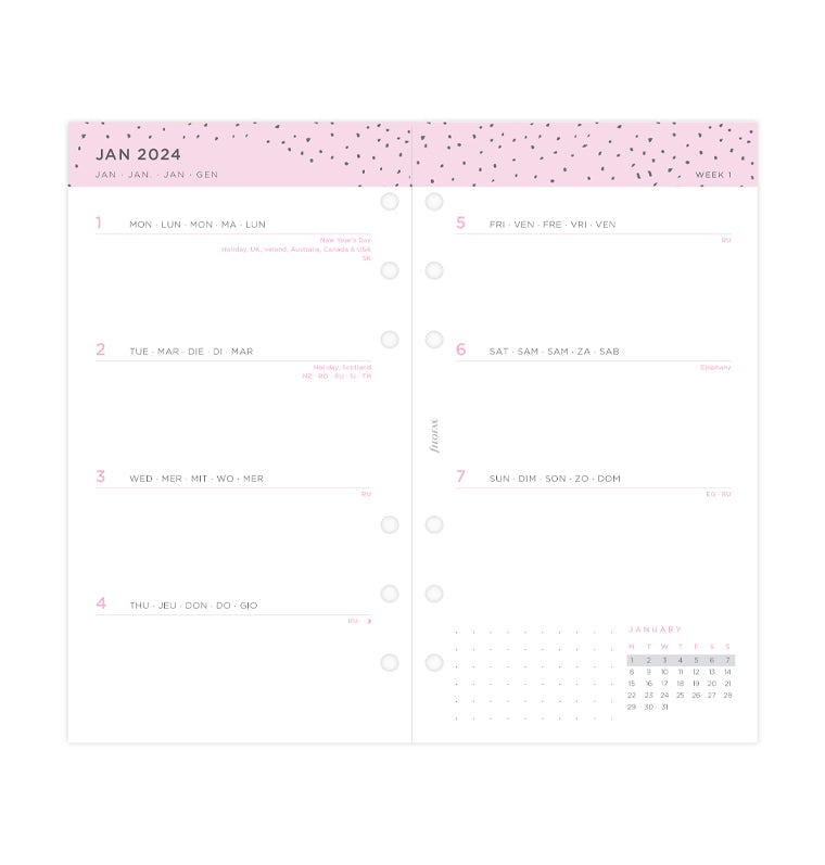 Confetti Kalender 1 Woche / 2 Seiten Personal 2024
