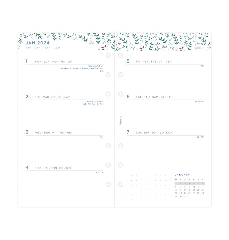 Garden Kalender 1 Woche / 2 Seiten Personal 2024