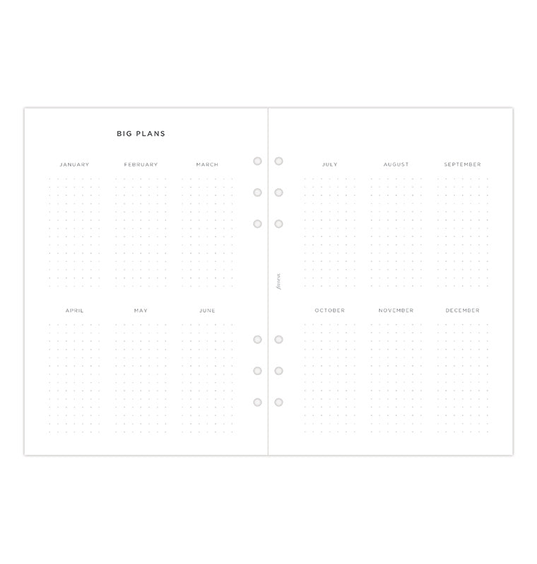 Minimal Kalender 1 Woche / 2 Seiten vertikal A5 2024 Filofax