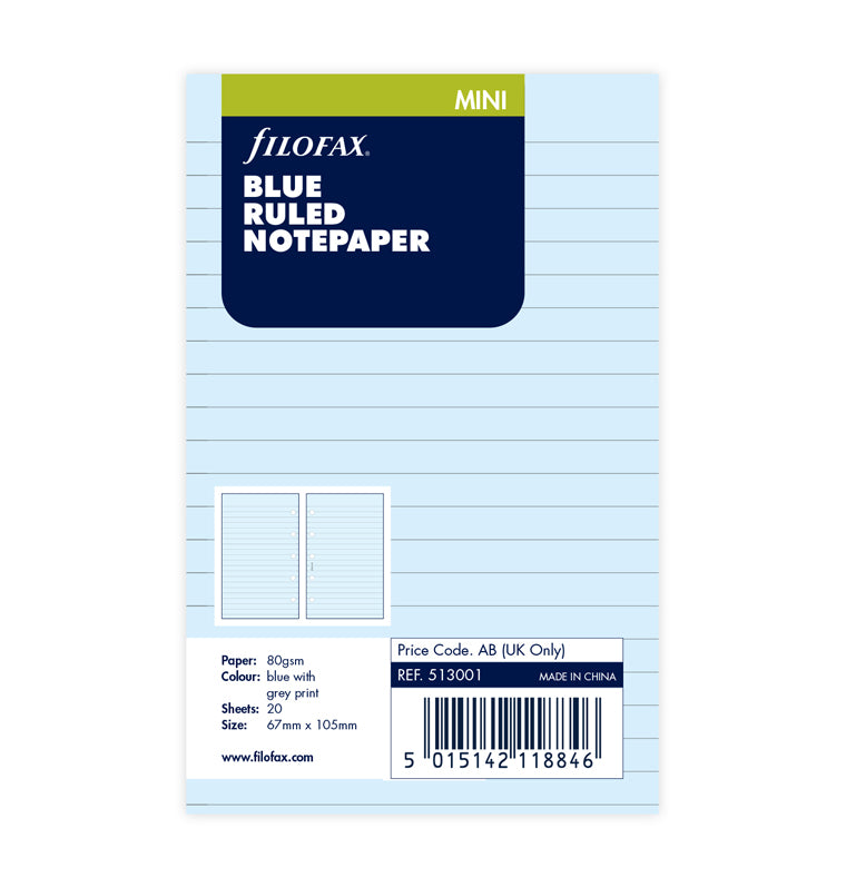 Notizpapier blau liniert - Mini